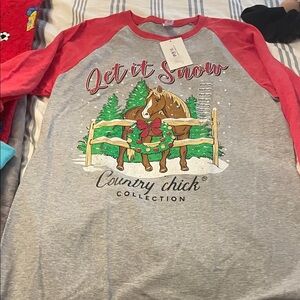 Red and Gray Long Sleeve Tee